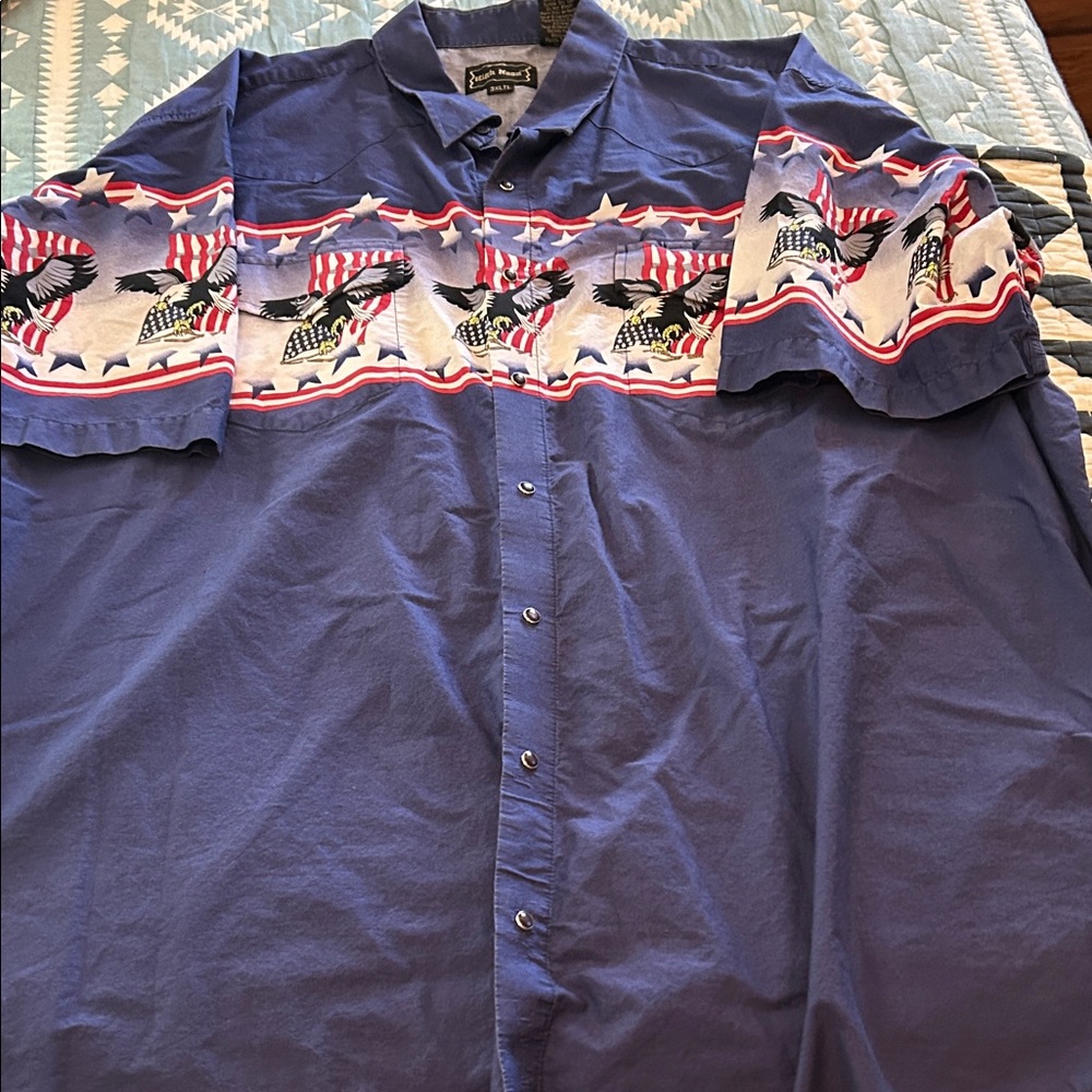 Vintage High Noon Patriotic Short sleeve Pearl Snap shirt